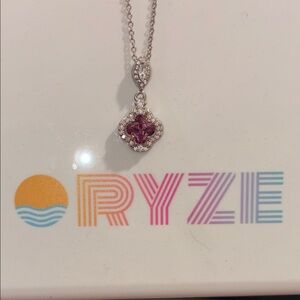 Silver and Purple Pendant Necklace